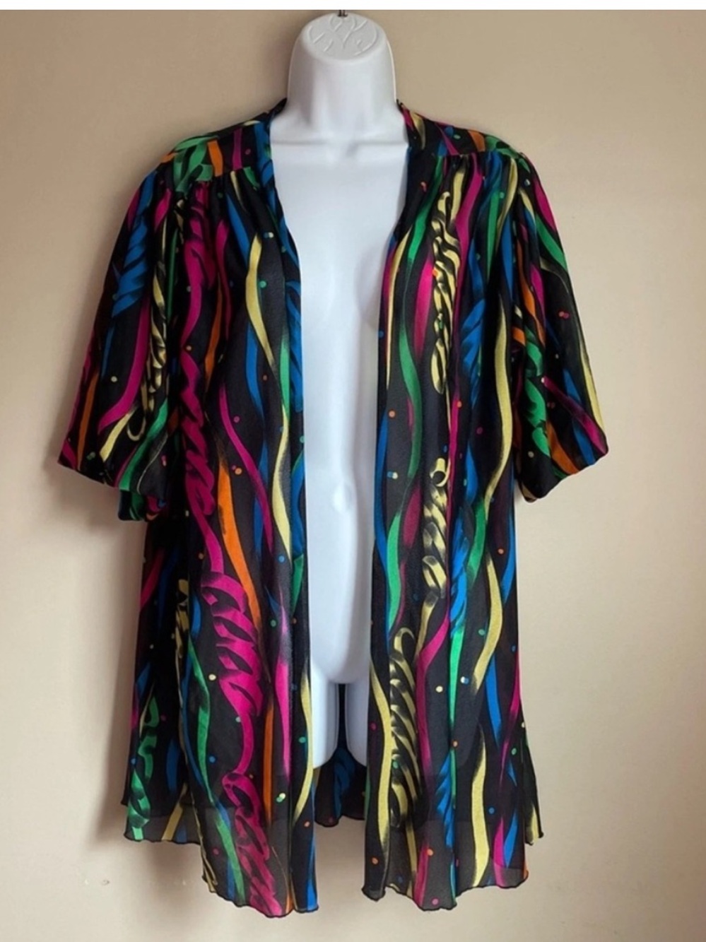 Oscar De La Renta Maximalism Open Short Sleeve Jacket Top Size S